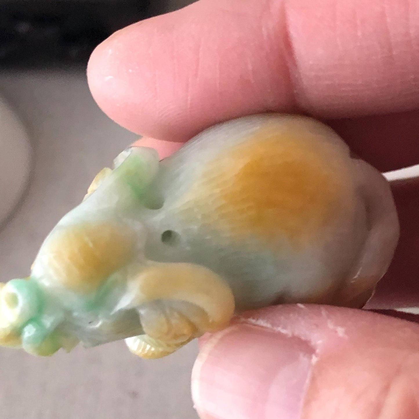 41.3mm Jadeite Jade Yellow Green Carved Elephant Display Statue Figurine or Pendant Figurine