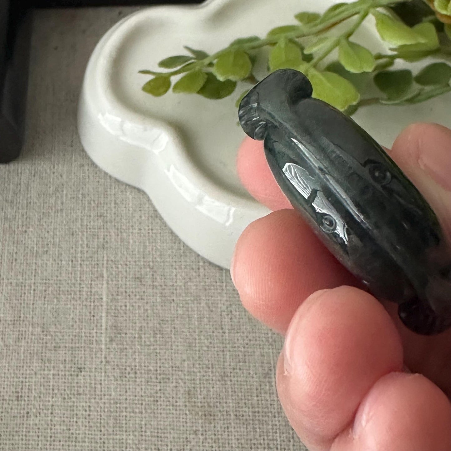 37 mm Wuji Jade Carved Double Sided Happy Buddha Pendant