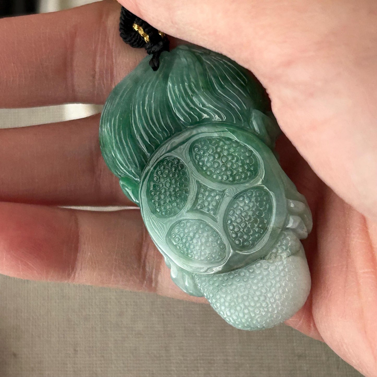 50mm Jadeite Jade Green Carved Dragon Pendant