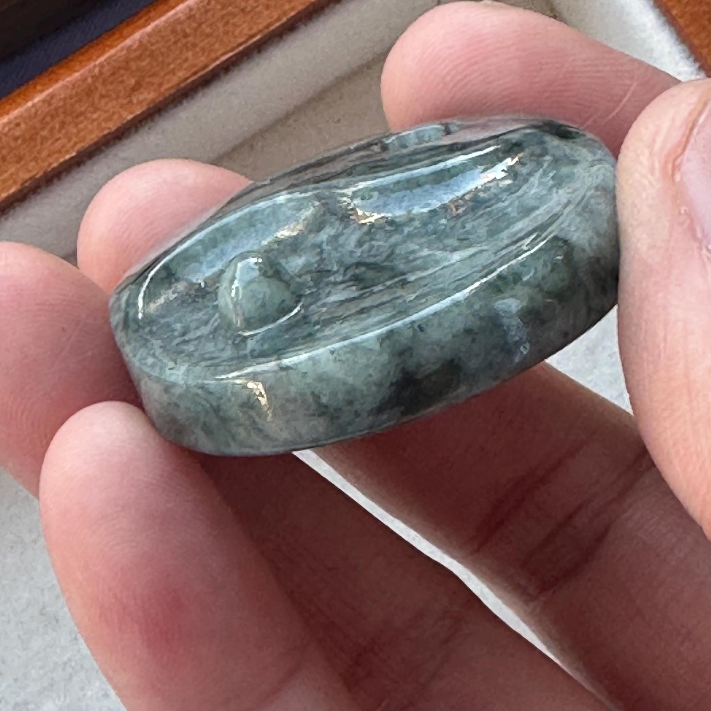 35.4 mm Wuji Grey Jadeite Jade Carved Yin Yang Pendant