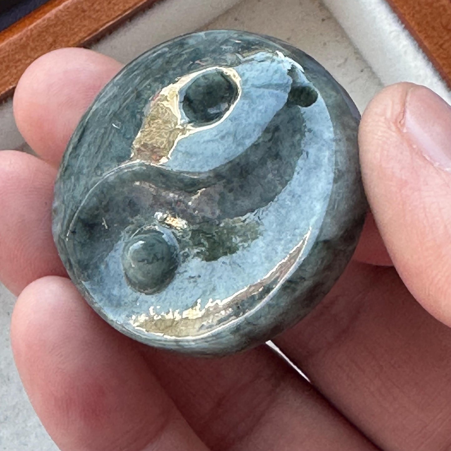 35.4 mm Wuji Grey Jadeite Jade Carved Yin Yang Pendant