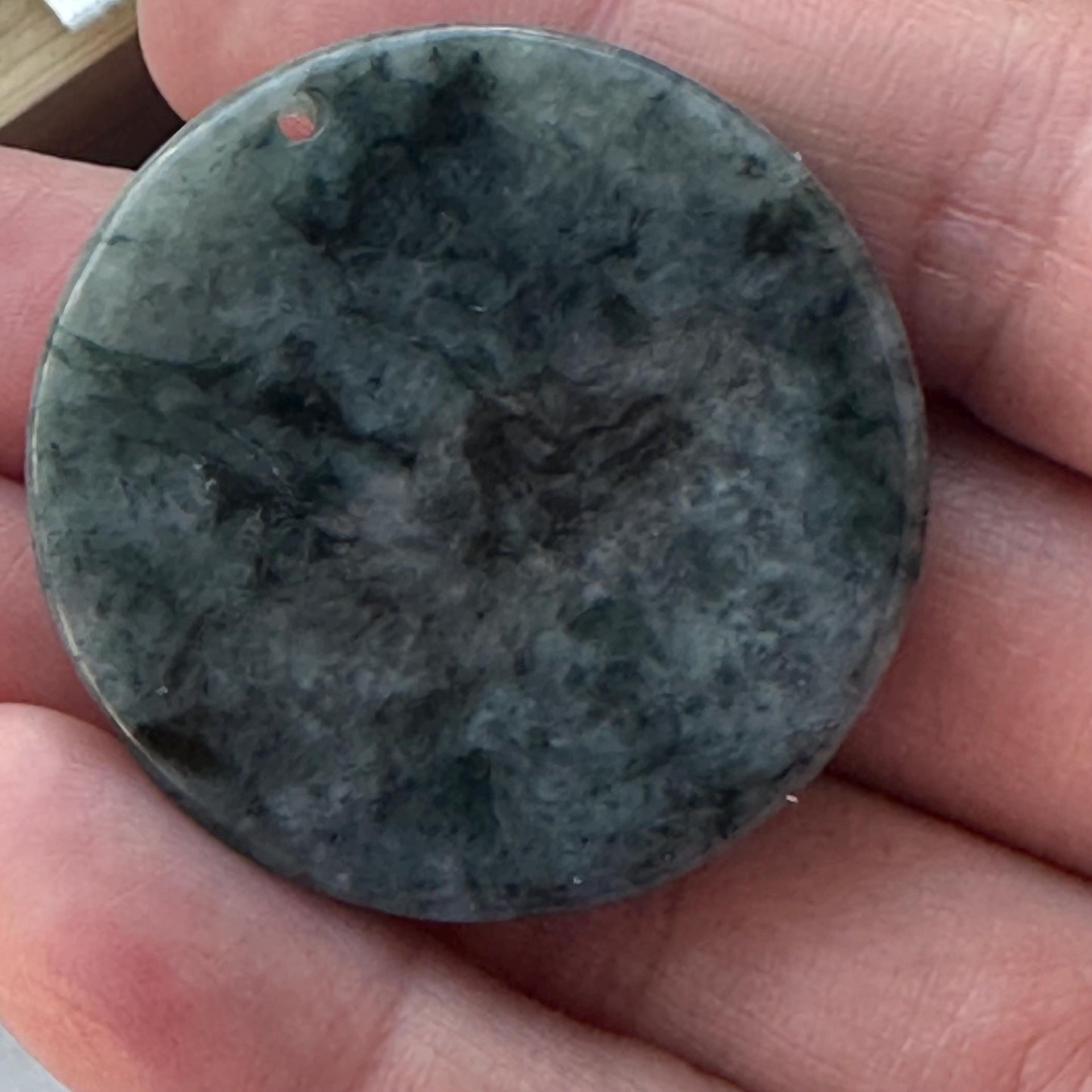 35.4 mm Wuji Grey Jadeite Jade Carved Yin Yang Pendant